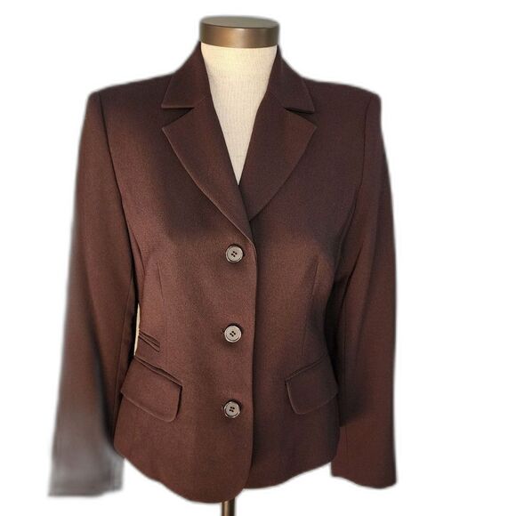 Nygard Petites Brown Button Up Suit Jacket Blazer Size 6 - Picture 1 of 7